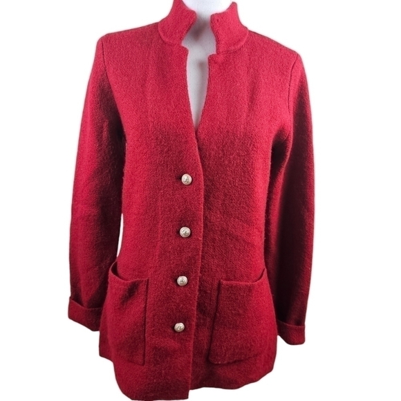 H BY HALSTON Garnet Red Wool Blend Cardigan Sweater in M - Picture 1 of 7